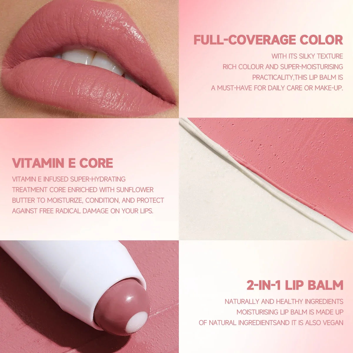 2-in-1 Matte & Moisturising Lipstick – Long-Lasting, Non-Stick, 6 Nude Shades