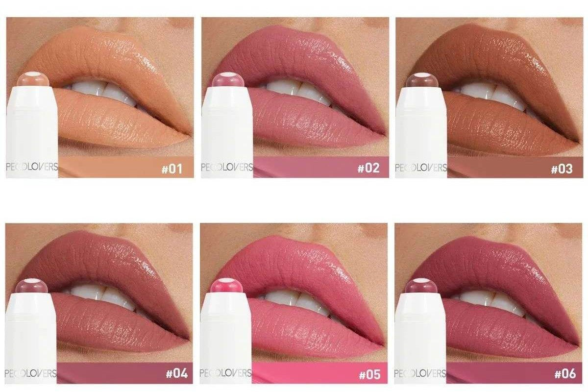 2-in-1 Matte & Moisturising Lipstick – Long-Lasting, Non-Stick, 6 Nude Shades