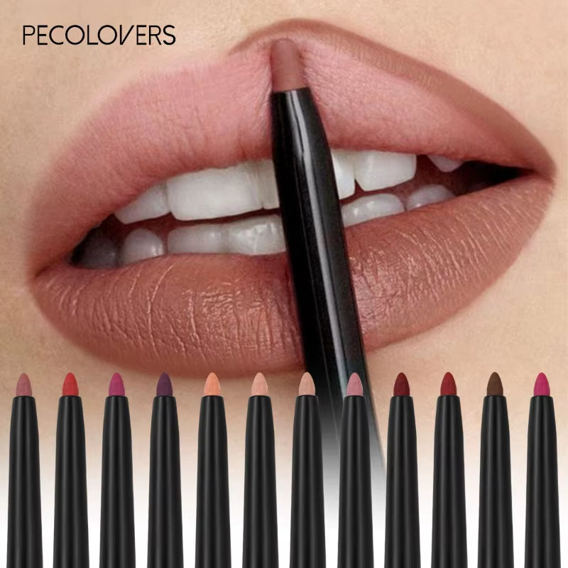 12 Matte Lip Liners – Smooth, Waterproof, All-Day Wear