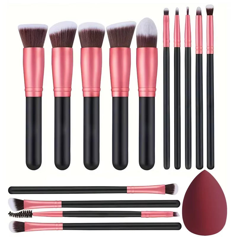 14-Piece Soft Makeup Brush Set – Fluffy Foundation, Blush & Eyeshadow Brushes