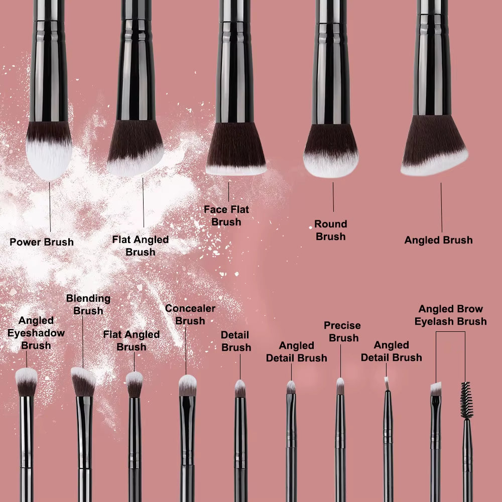 14-Piece Soft Makeup Brush Set – Fluffy Foundation, Blush & Eyeshadow Brushes