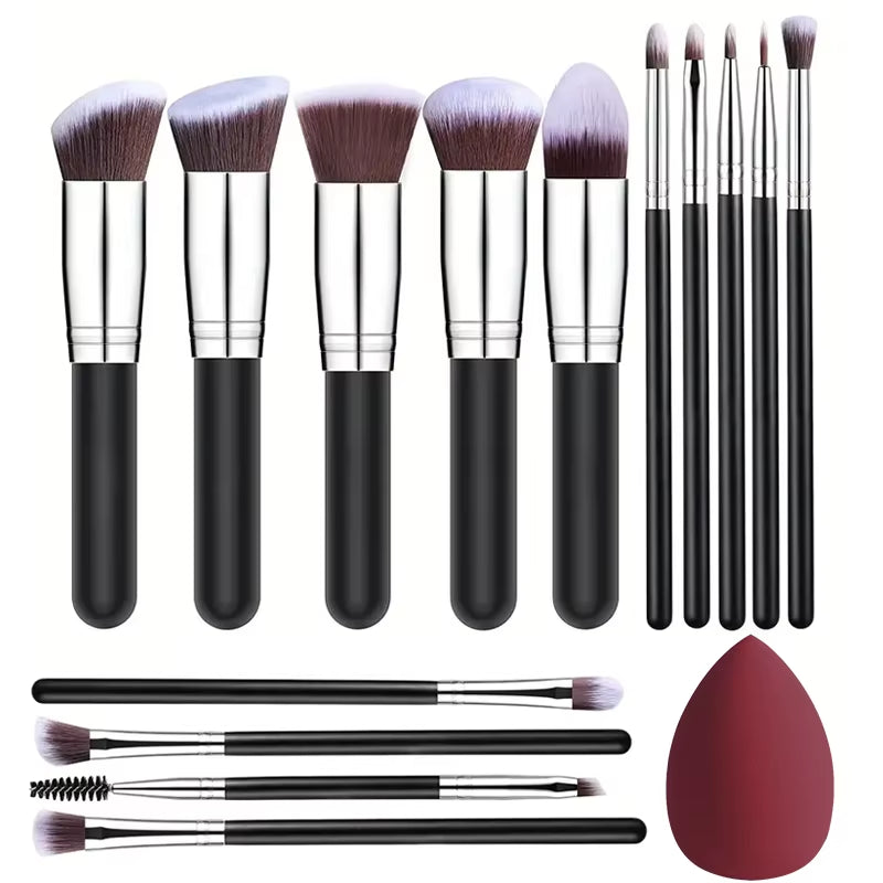 14-Piece Soft Makeup Brush Set – Fluffy Foundation, Blush & Eyeshadow Brushes