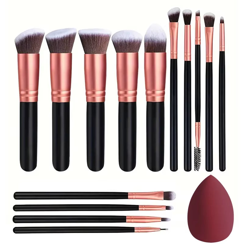 14-Piece Soft Makeup Brush Set – Fluffy Foundation, Blush & Eyeshadow Brushes