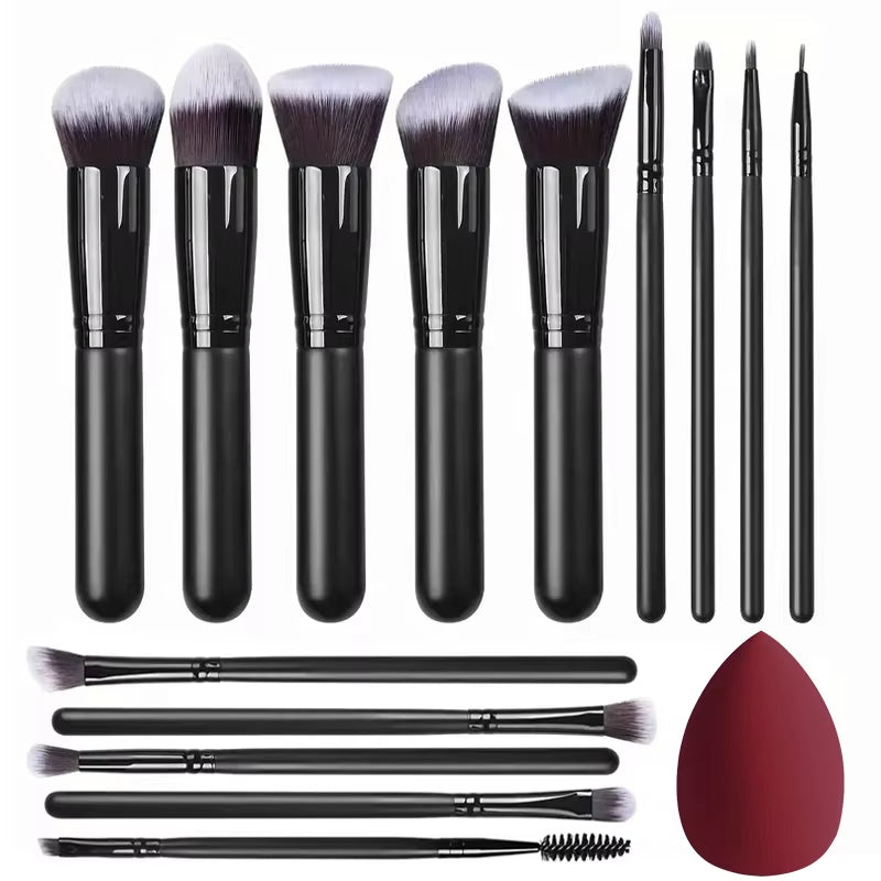 14-Piece Soft Makeup Brush Set – Fluffy Foundation, Blush & Eyeshadow Brushes